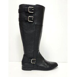 Calvin Klein Tallory Tall Women's Black Leather Boot W/Buckles Size 6.5